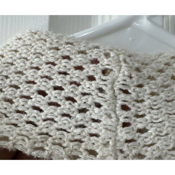 Retro Fever Tan‎ Women’s Ruffle Cardigan Sweater M Hispper Grunge Chinky Crochet - Picture 3 of 5